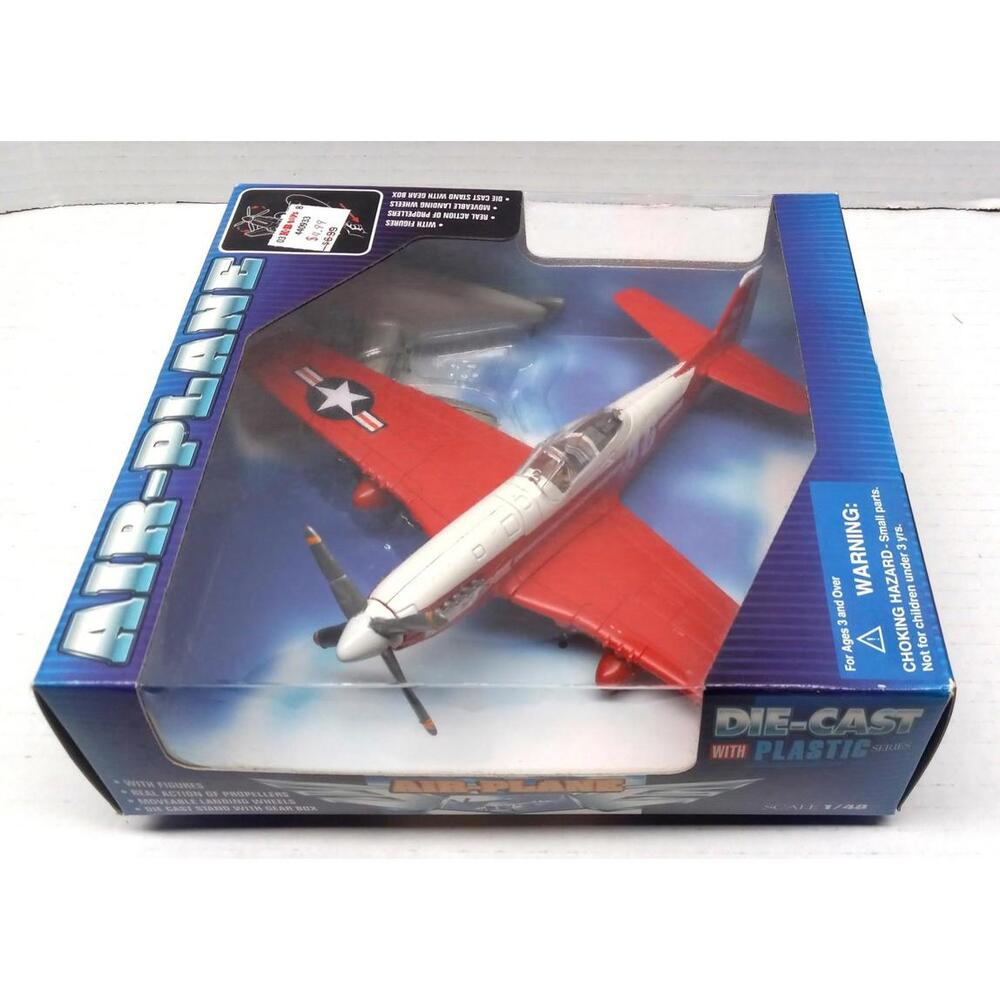 Die-Cast P-51 Mustang "Detroit Miss" Red & White Airplane Model 1:48 Scale NEW